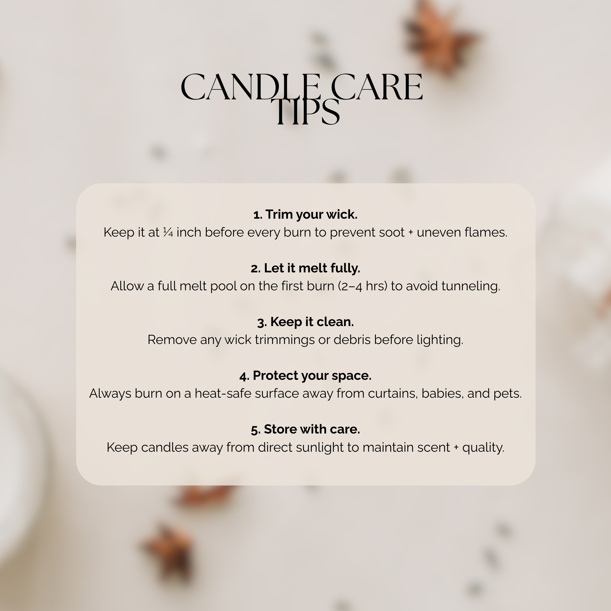Candle care tips for luxe wicks candle collection